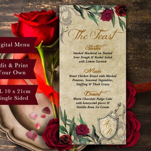 Medieval Menu, Rustic Wedding Menu, Old Style Wedding Menu, Digital ...