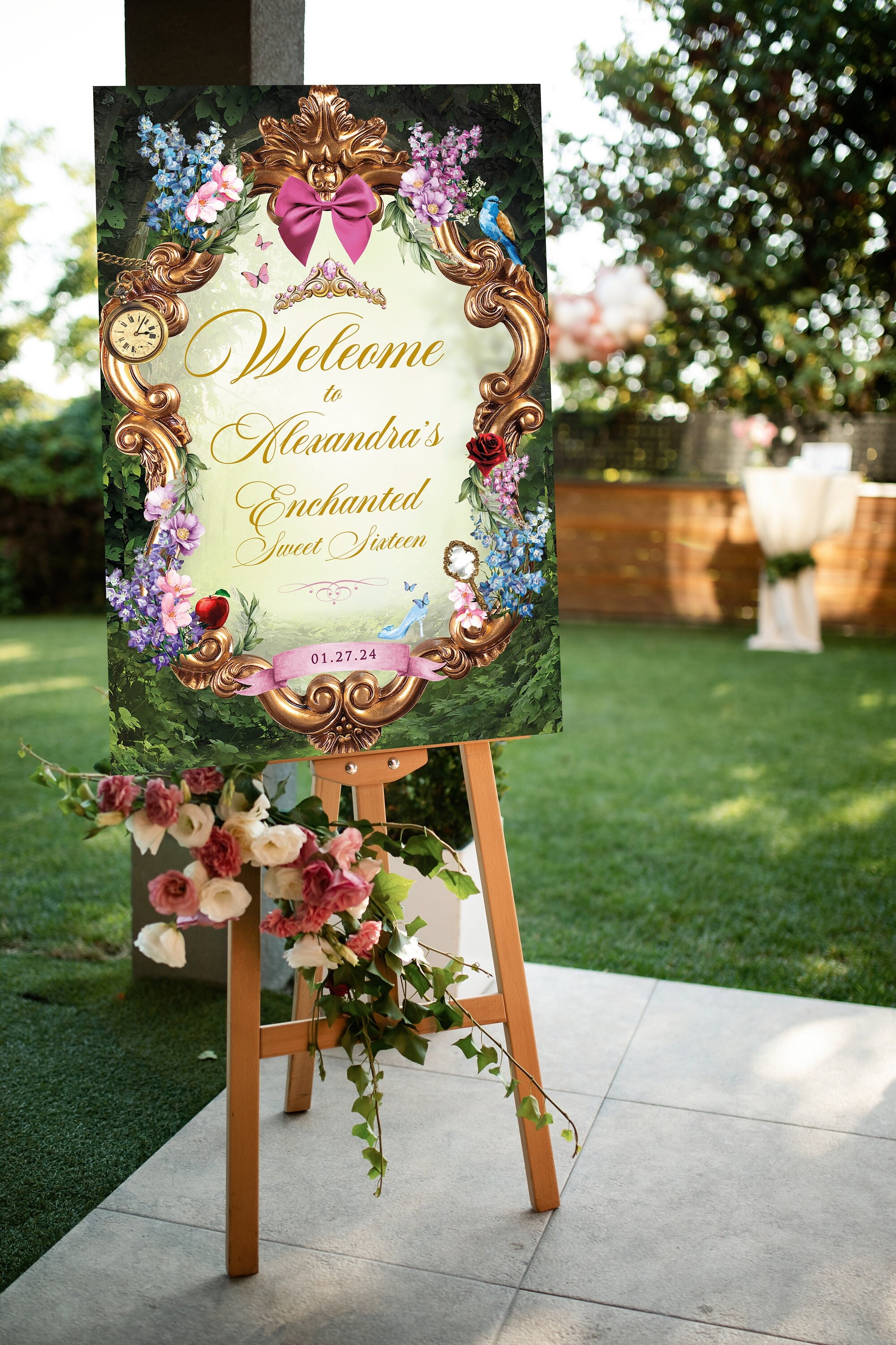Fairytale Welcome Sign, Quinceanera Welcome Sign, Sweet Sixteen, Fairy Tale Wedding, Princess Digital Party Sign, Princess Party, 012