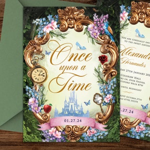 Fairy Tale Invitation, Girls Birthday, Digital Woodland Invitation, Once upon a Time, Quinceanera Invite, Princess Invitation, Templett