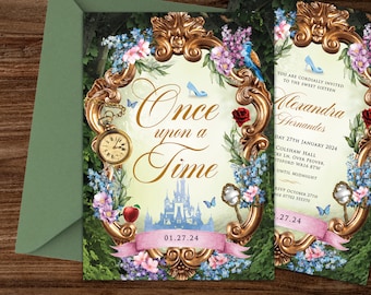 Quinceanera Einladungen – Maskerade-Taschenkarten Mit Glitzer, 20 Stück Inkl. Umschlägen, Hellgold