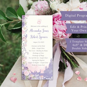 Tangled Wedding Program, Fairytale Quinceanera Agenda (Digital Template) 003 image 2