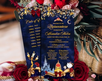 Beauty and the Beast Programme, Quinceanera Programme, Navy Wedding Programme, Fairytale Wedding, Castle Programme,  Belle & Beast, 016