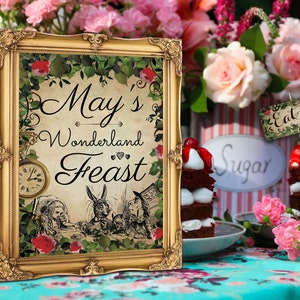 Alice in Wonderland Sign, Alice Party Decor, Alice Party Sign, Alice Cake Sign, Alice in Wonderland Download, Alice Printables, 002
