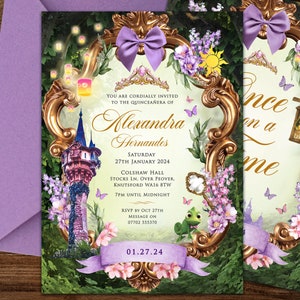 Tangled Invitation, Tangled Quinceanera Invitation, Once upon a Time, Tangled Party Invite, Rapunzel Princess Invite, 013