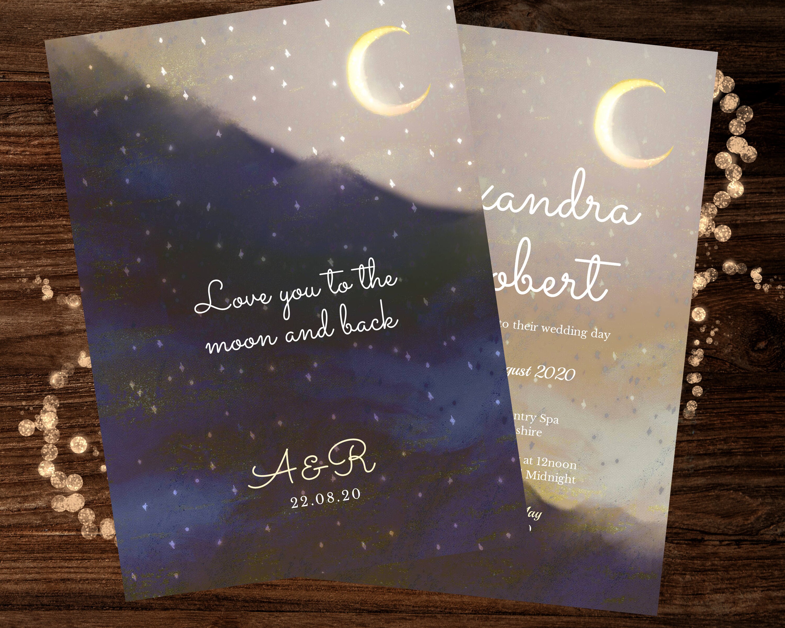 Stars and Moon Invitation Moon Wedding Invitation Invitation | Etsy