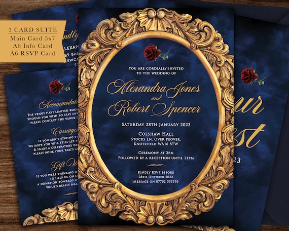 Beauty and the beast wedding invitations deals