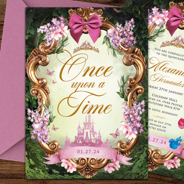 Sleeping Beauty Invitation, Fairytale Quinceanera Invitation, Once upon a Time, Sleeping Beauty Wedding Invite, Princess Invite, Templett