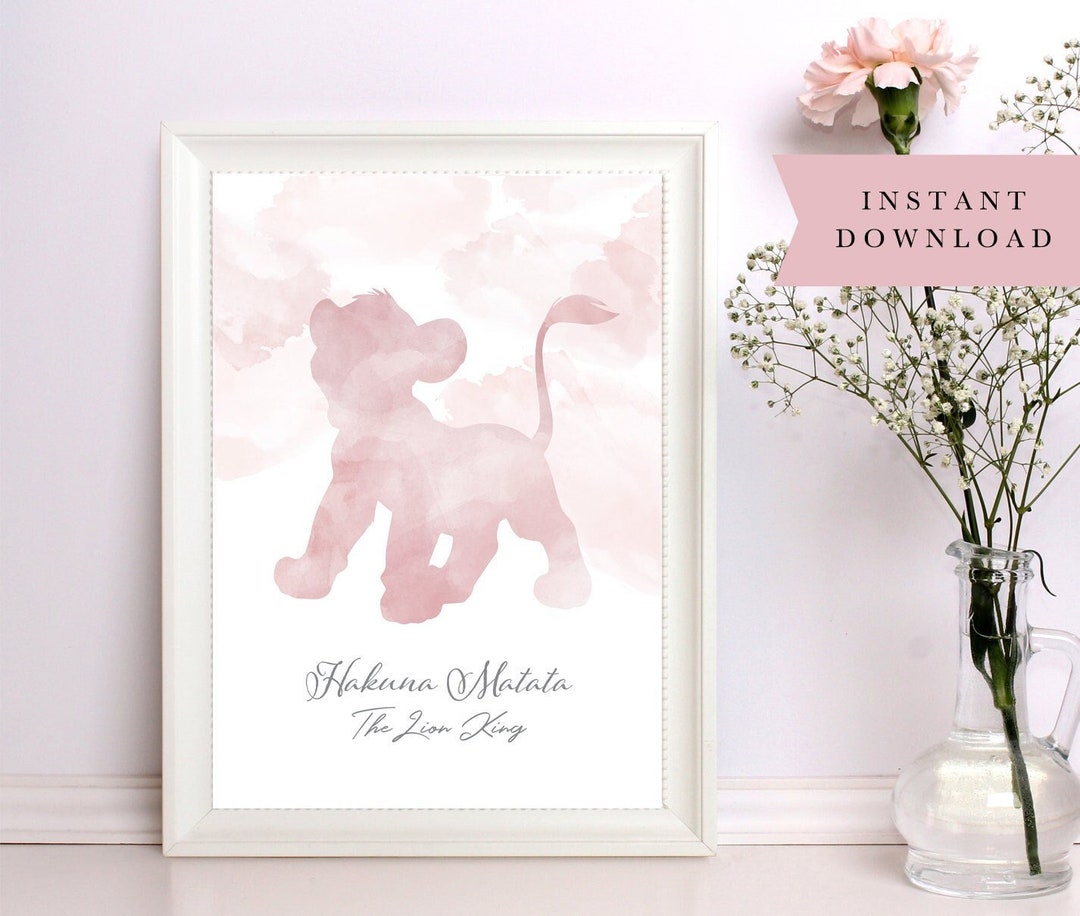 Simba Wall Art, the Lion King Bedroom Print, Hakuna Matata, Girls ...
