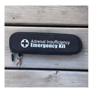 Adrenal Insufficiency Addison’s disease personalized custom carrying carry case pouch for emergency kit vial injections  with backpack clip