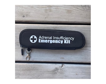 Adrenal Insufficiency Addison’s disease personalized custom carrying carry case pouch for emergency kit vial injections  with backpack clip