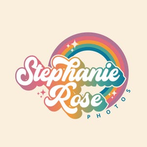 May include: A colorful logo with a rainbow circle and the text "Stephanie Rose PHOTOS" in a retro font.