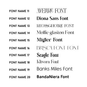 May include: A list of 10 different font names, each with a unique style and design. The font names are listed in order from 11 to 20. The font names are: AVELLRE FONT, Diona Sans Font, REOSSGHOTRE FONT, Mollie glaston Font, Migler Font, BRISCA FONT FONT, Seagle Font, Klivora Font, Banks Miles Font, Banda Niera Font.