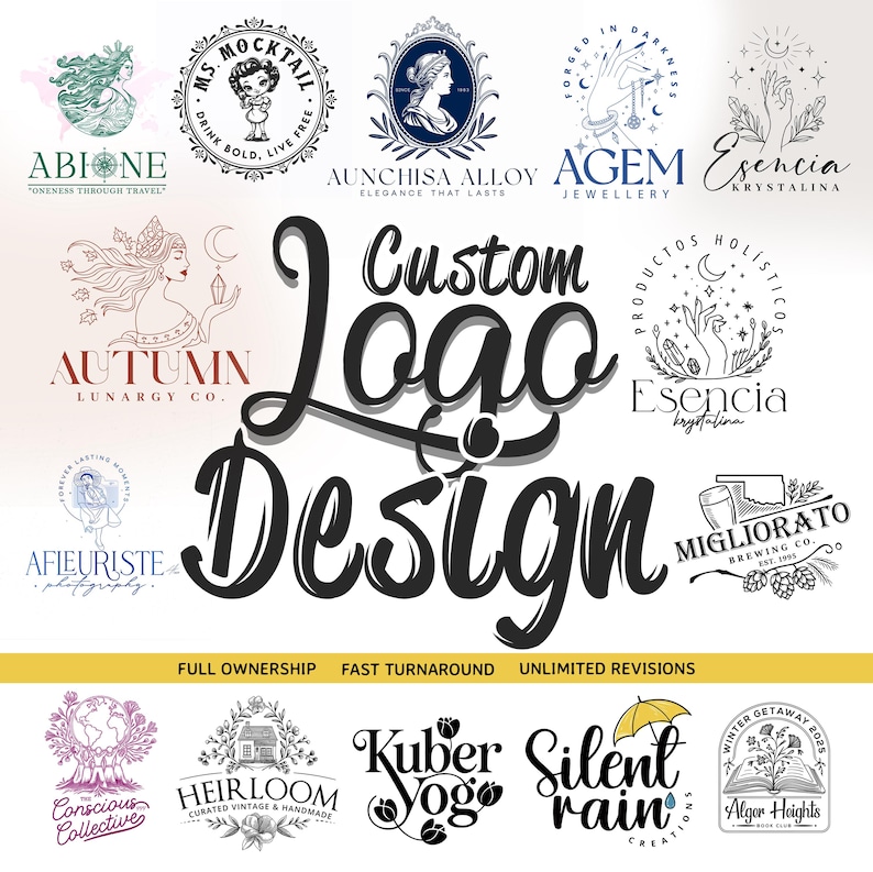 Custom Logo Design,Hand-Drawn Professional Logo,Logo design,Custom Hand Drawn Logo, illustration logo,custom logo for business, boutiqe logo image 1