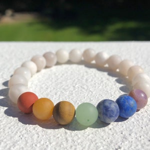 PULSERA DE CHAKRAS, 7 chakras, pulsera de cristal curativo, pulsera elástica para mujer, regalos para mujeres, chakras