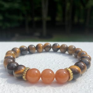 BALANCE BRACELET, Tigers Eye bracelet, Orange Aventurine bracelet, crystal bracelet, gemstone jewelry, women’s gifts, energy bracelets.