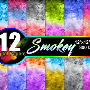 Smoke Digital Paper | Colored Smoke Digital Paper | Smoke Background | Digital Paper | Party Favor | Scrapbook | Planner | Smoke Clouds