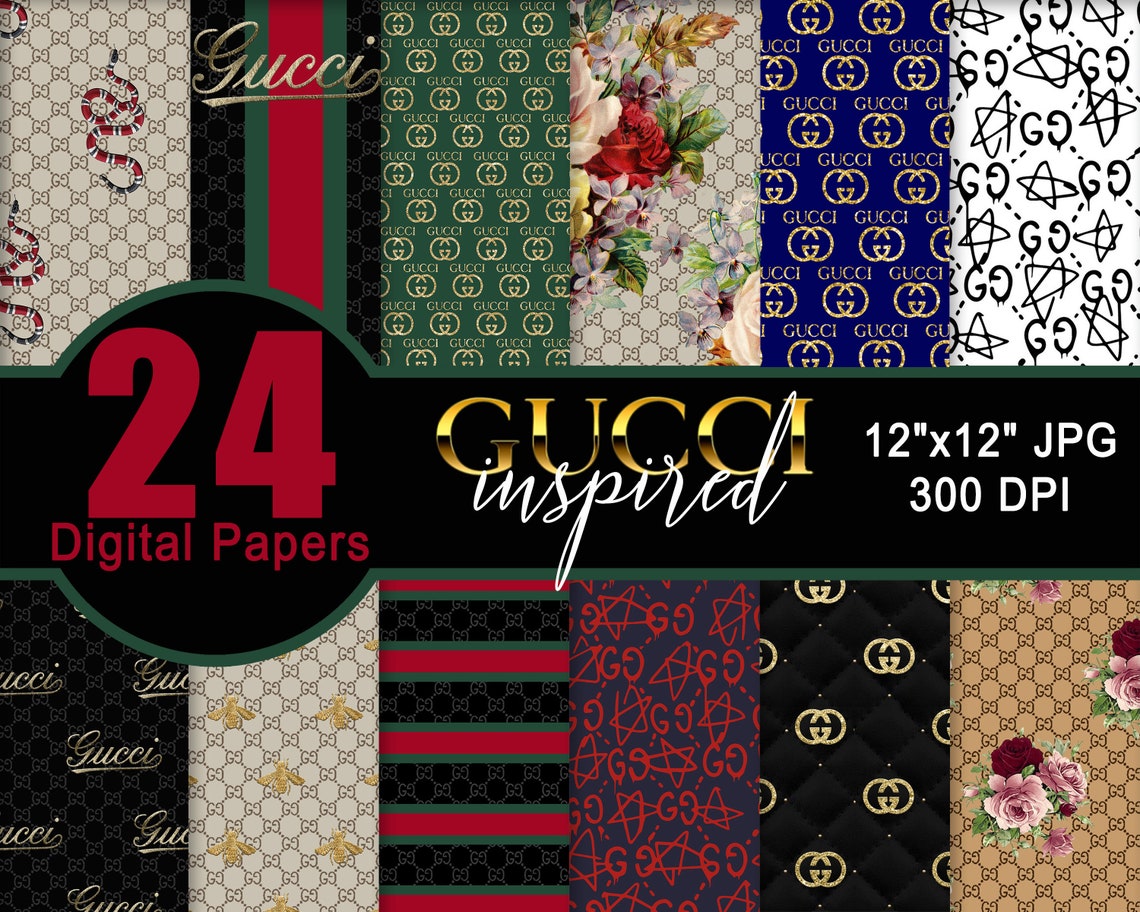 Gucci Inspired Digital Paper 24 Gucci Pattern Gucci Etsy