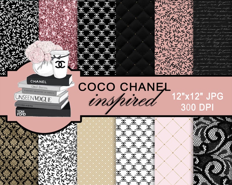 CoCo Chanel Inspired Digital Paper Pink Black And Gold Etsy
