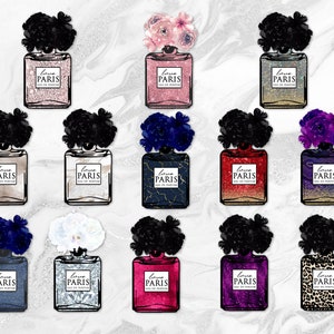 Perfume Bottle Clipart | Luxury Clipart | Designer Clipart | Paris Clipart | Floral Clipart | Scrapbook | Planner | Sweet 16 | Bachelorette
