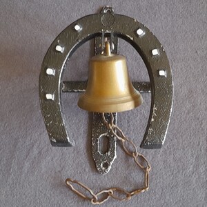 Vintage Brass Bell With Horseshoe Mount. Made in Japan