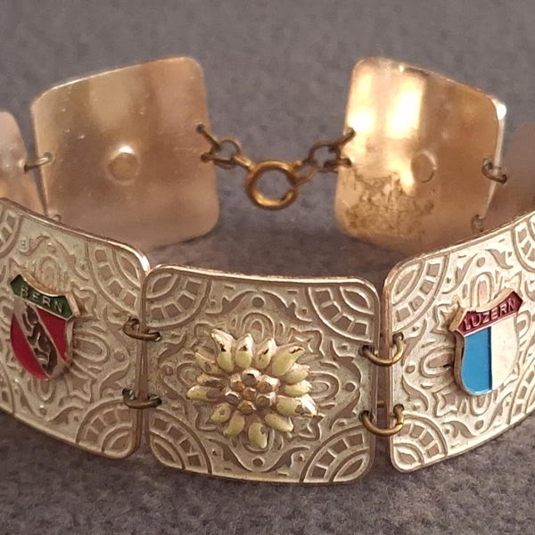 Pulsera de recuerdo suiza vintage inusual