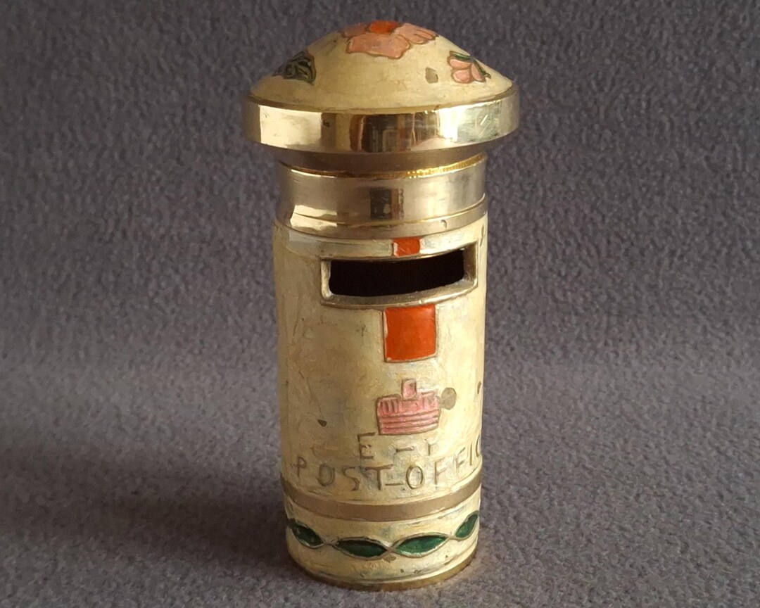 Vintage Brass and Cloisonne Floral E-R Post Box Money Box - Etsy UK