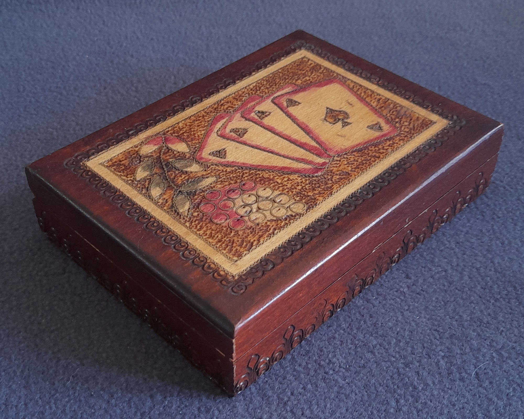Sorrento Inlaid Wood Playing Card Box