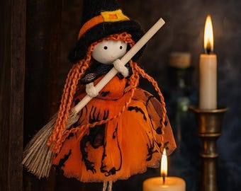 Halloween Witch Ornament – Hanging Decoration with Charm | Cute Witch Décor for Halloween Trees, Shelves & Displays
