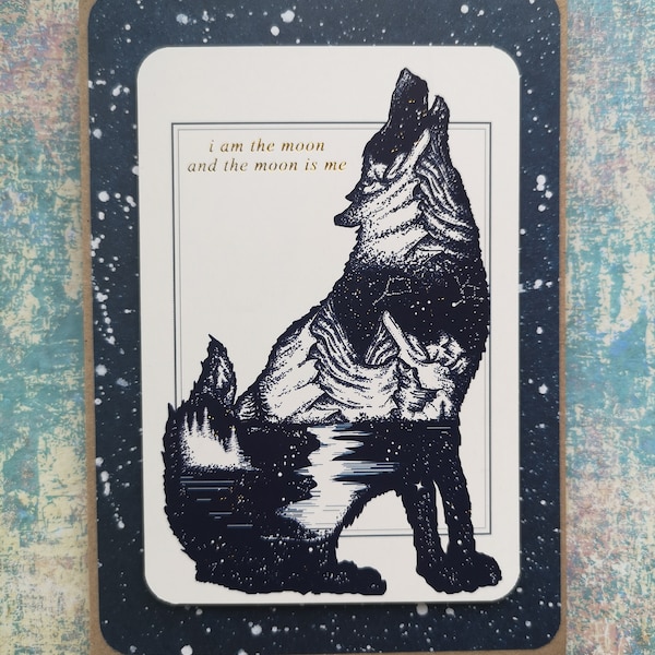 Wolf moon handmade greetings card