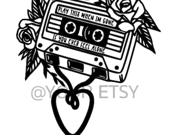 Kassette Tape Blumen SVG | MGK | Spielen Sie das, wenn ich weg bin | Cricut Design