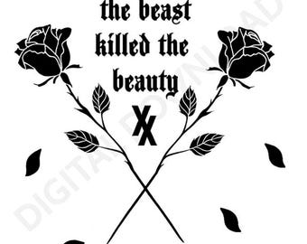 MGK SVG JPG | Cricut Cut-Datei | Dunkel geblümt