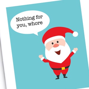 Carte de Noël | Drôle | Irrévérencieux | « Rien pour toi, pute »