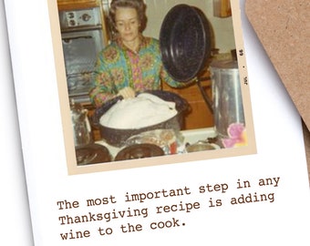 Funny Thanksgiving Card | Wine to the Cook, Retro A2 Card
