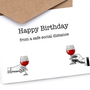 Carte d’anniversaire de quarantaine (en anglais) Drôle de cœr Irrévérencieux ( "Joyeux anniversaire à distance sociale"