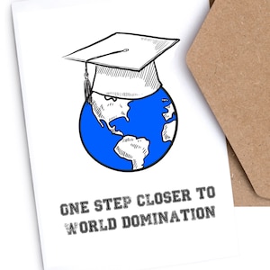 Carte de graduation (fr) Drôle de cœr Irrévérencieux ( "Un pas de plus vers la domination du monde"