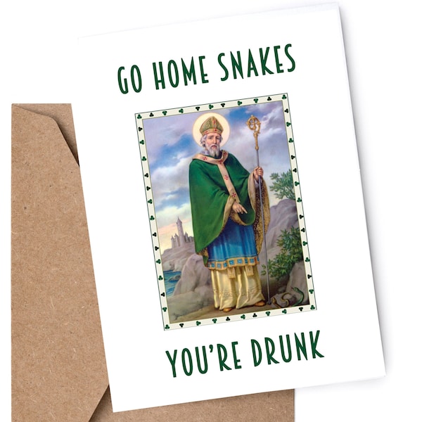 st patrick day card funny snakes