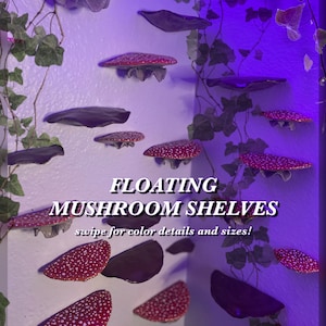 Handmade Floating Mushroom Shelf Decor; display,collection,crystals,forest,fairycore,cottagecore,hanging,wall decorations gift cute fungi