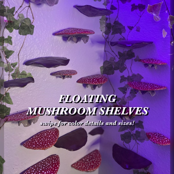 Handmade Floating Mushroom Shelf Decor; display,collection,crystals,forest,fairycore,cottagecore,hanging,wall decorations gift cute fungi