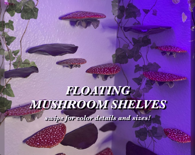 Handmade Floating Mushroom Shelf Decor; display,collection,crystals,forest,fairycore,cottagecore,hanging,wall decorations gift cute fungi