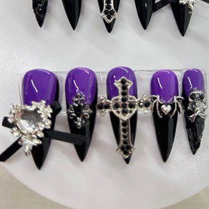 Violet Vamp-Gothic Size Small Purple & Black Goth Press On Nail Set/Goth Nails/Alternative Nails/Vampire Nails/Witchy Nails