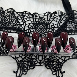 Cherry Cola-Goth Vampire Nails/Dark Ombré Luxury Gel PressOn Nails/Gel Nails/ Black Nails/Vampire Nails/Ombre Flame Manicure