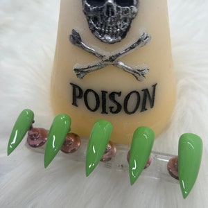 Matcha Malice-Glossy Green Gel Nails- Luxury Gel Press On Nails/Neon Green Nails/Witchy Nails/Green Goth Nails/Vamp Gel Nails
