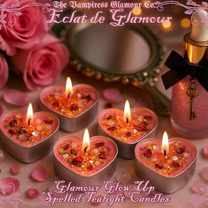 Glamour Magick Spelled Tealight Candles|Éclat de Glamour|Glow Up Candle Spell|Candle Magick for Radiance, Enchanting Beauty, & Magnetism