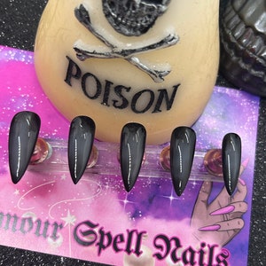 Ravaged~Glossy Gray and  Black Dirty Ombré Effect Chrome Nails- Luxury Gel Press On Nails/Goth Nails/Alternative Nails/Vampire Nails