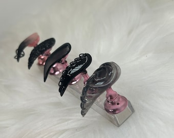 NEW*Obsidian Glamour-Black Goth Nails-Black Luxury Gel Press On Nail Kit/Vampire Nails/Witchy Nails/Drag Nails/Black Glitter Nails/Alt Nails