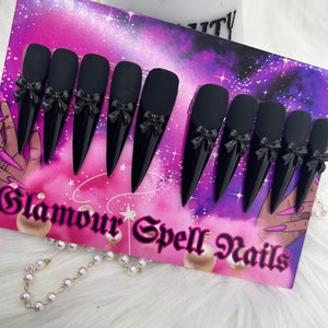 Shadow Princess 2 Black Goth Nails- Gothic Black Luxury Gel Press On Nails/Goth Nails/Witchy Nails/Alternative Nails/Black Nails/Charm Nails