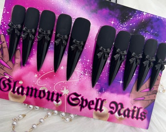 Shadow Princess 2 Black Goth Nails- Gothic Black Luxury Gel Press On Nails/Goth Nails/Witchy Nails/Alternative Nails/Black Nails/Charm Nails