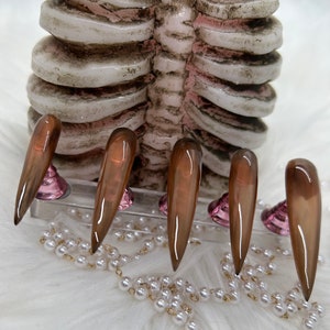 Betawolf-Brown Jelly Werewolf Nails/Vampire Gothic Luxury Gel Press On Nails/Goth Nails/Lycan Nails/Brown Gel Nails/Wolf Nails/ Gel Nails
