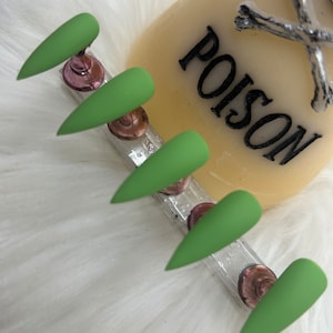 Matcha Malice-Glossy Green Gel Nails- Luxury Gel Press On Nails/Neon Green Nails/Witchy Nails/Green Goth Nails/Vamp Gel Nails