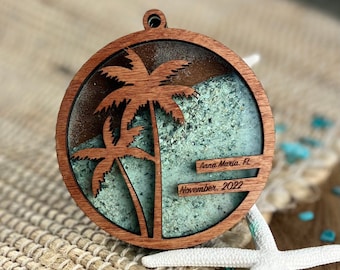 Beach keepsake, sand jar, Beach wedding favor, Family vacation ornament, newlywed gift, ocean, honeymoon, custom, personalized, engagement